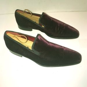 Magnanni Dorio Mens Burgundy Velvet Suede Loafers